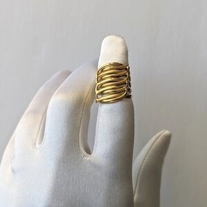 Stacked Intertwining Multi-Row Open Shank Waves Ring Gold - sz 5½